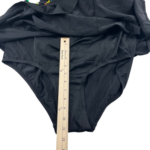 Swimsuits For All Womens Plus Size 18 Floral Top Black Swimdress - Picture 5 of 7